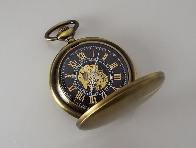 Pocket Watch Custom Engraved Personalized Bronze Color Etsy