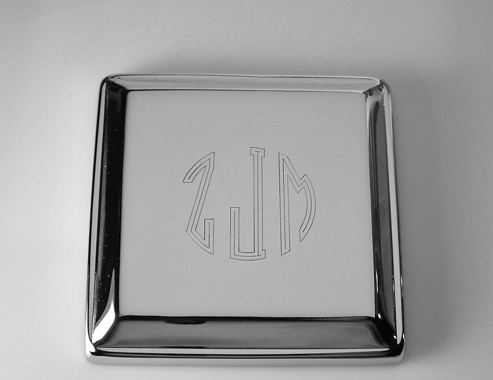 Custom Engraved Jewelry Box High Polish Square Silver Trinket Etsy
