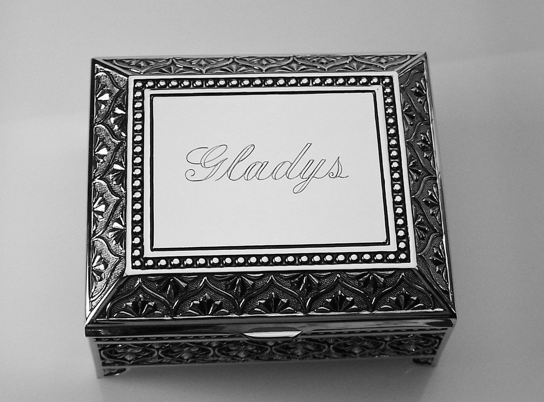 Custom Engraved Personalized Jewelry Box Small Silver Non Tarnish