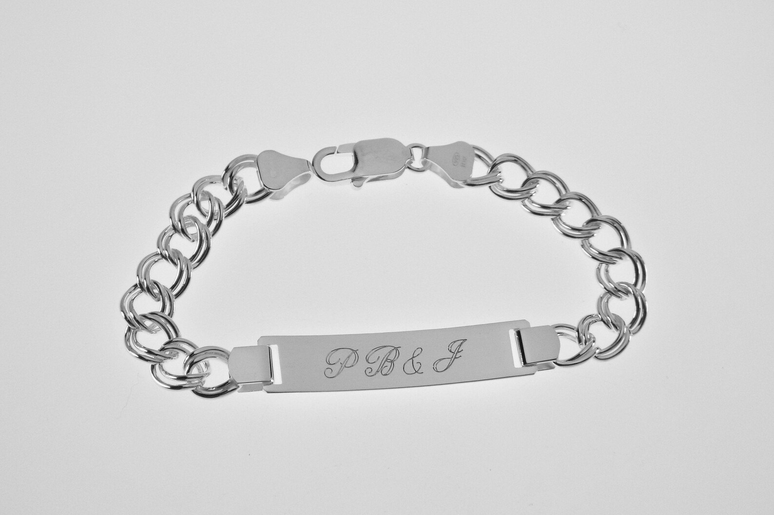 Custom Engraved ID Bracelet Sterling Silver 7.25 Inch Length Etsy