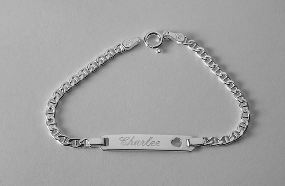 STERLING SILVER CIRCLE ID BRACELET 6" FREE ENGRAVE PERSONALIZATION 