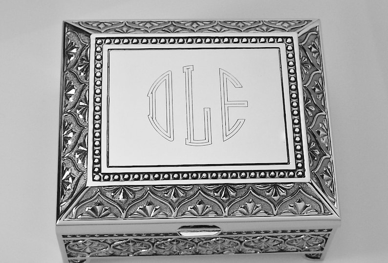 Custom Engraved Jewelry Box Personalized Silver Nickel Plated Etsy