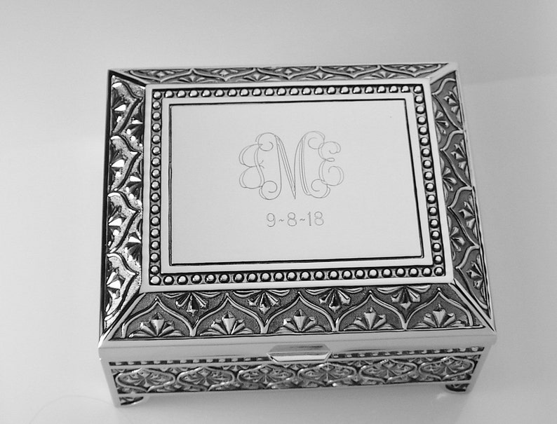 Custom Engraved Jewelry Box Personalized Silver Nickel Plated Etsy