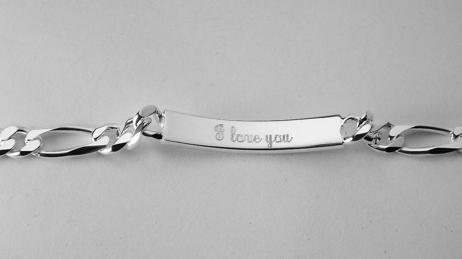 Custom Engraved ID Bracelet Sterling Silver 7 Inch Length Etsy