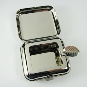 Custom Engraved Personalized High Polish Silver Portable Pocket Ashtray -Hand Engraved