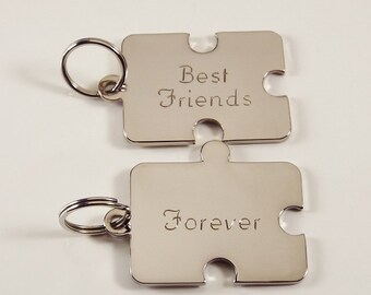 Engraved Key Chain Set - A Unique Gift for Your Best Friend or Special Someone -Customized with Your Personal Message