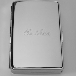 Custom Engraved Personalized Cigarette Case High Polish Double Sided 100s Size Hand Engraved image 3