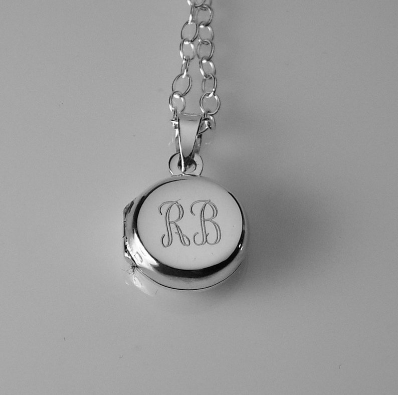 Personalized Sterling Silver Round Locket Petite 1/2 Inch Custom Engraved Hand Engraved image 4