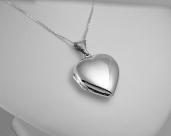 Custom Engraved Locket Personalized Sterling Silver Large Rounded Heart Locket 1 Inch  - Hand Engraved