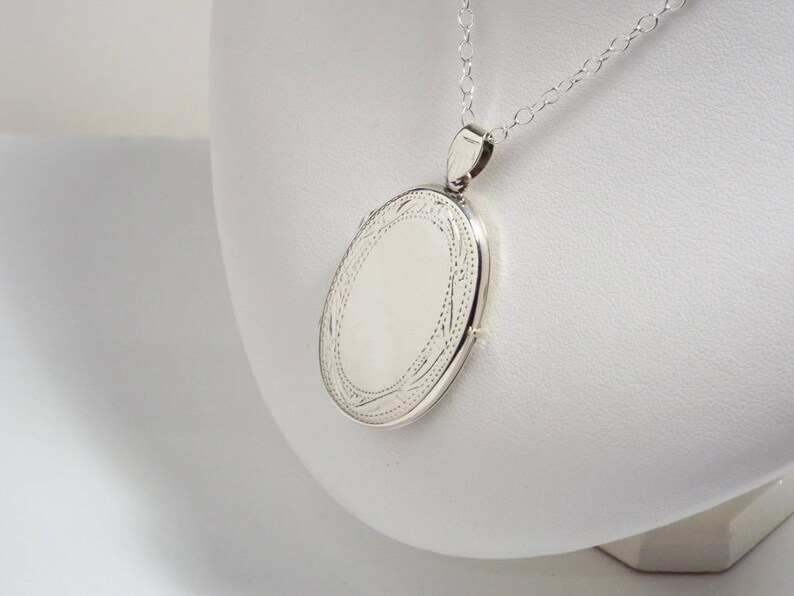 Custom Engraved Locket Personalized Sterling Silver Large Oval Etsy