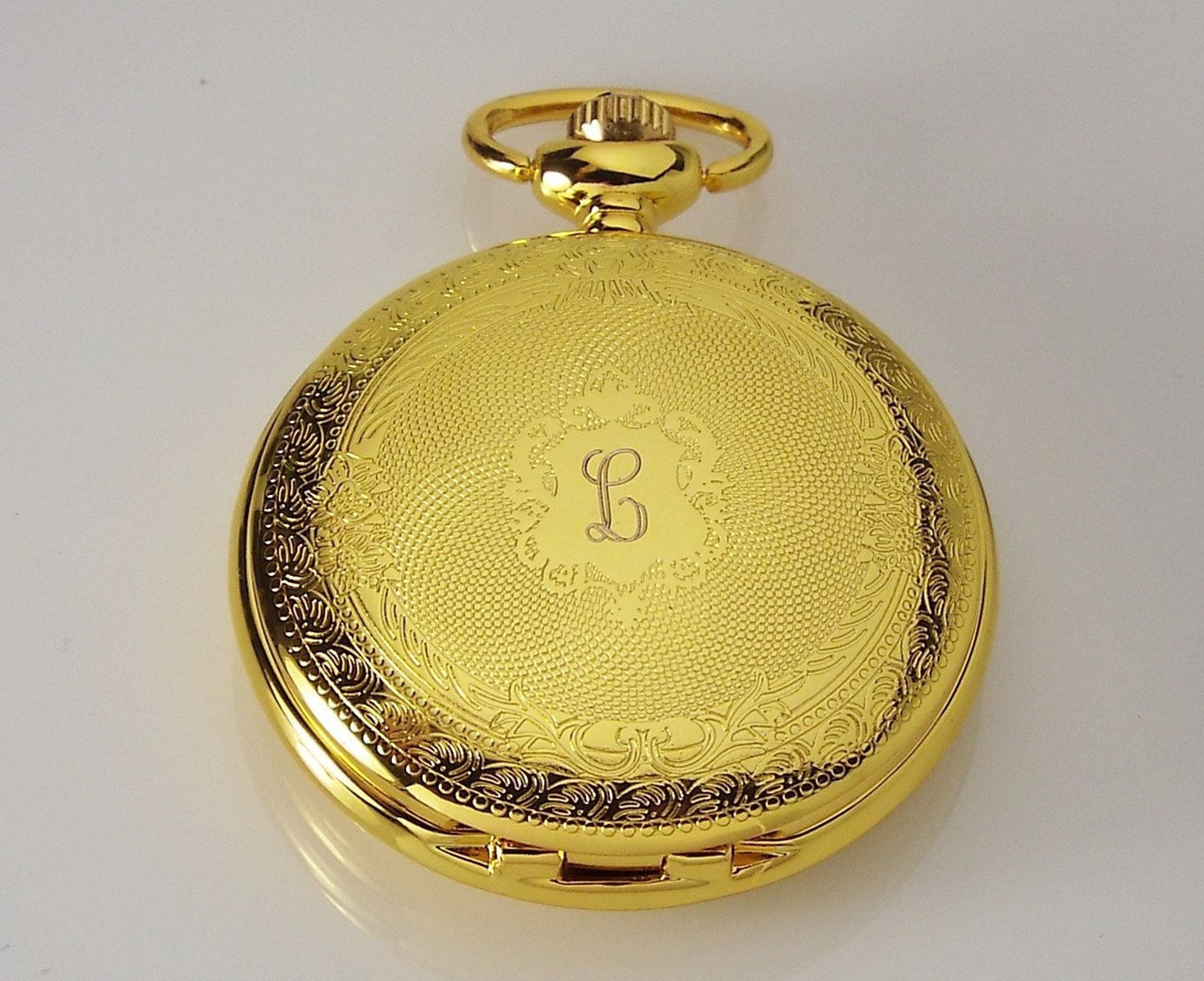Pocket Watch Custom Engraved Gold Tone Mechanical Wind up Etsy
