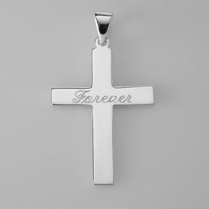 Personalized Custom Engraved Solid Sterling Silver Cross Pendant - Hand Engraved