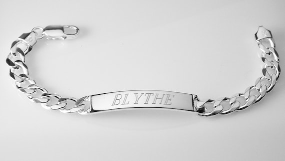 Custom Engraved ID Bracelet Sterling Silver 8 Inch Length Personalized Heavy Curb Link Hand Engraved - Etsy Custom Engraved ID Bracelet Sterling Silver 8 Inch Length Personalized Heavy Curb Link Hand Engraved - Etsy