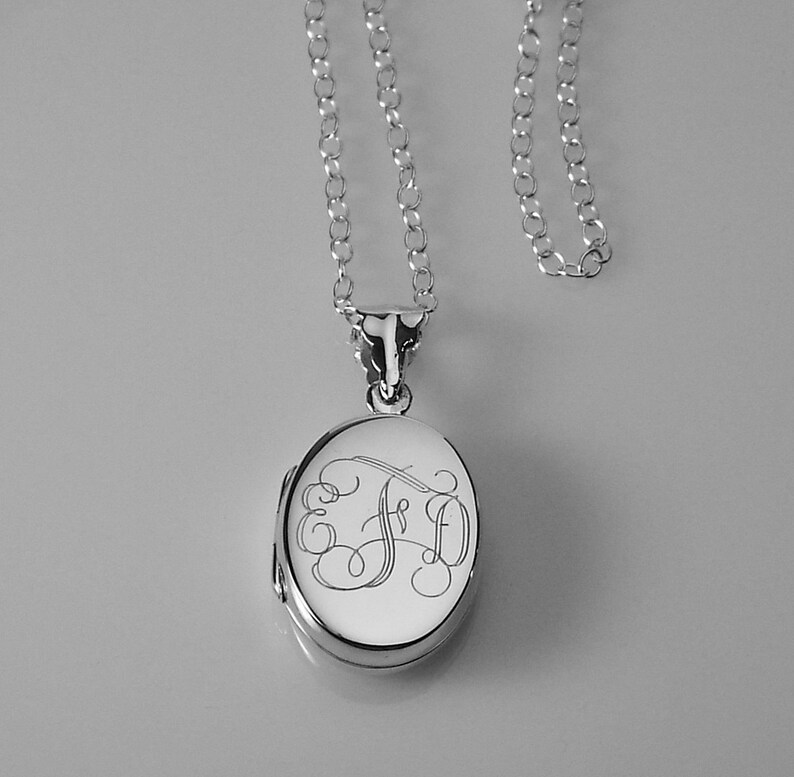Personalized Oval Locket Custom Engraved Sterling Silver 7/8 Etsy