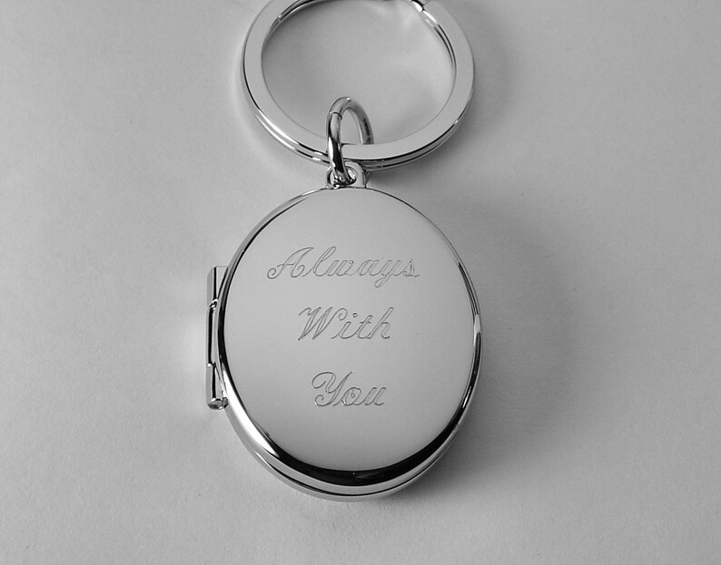 Photo Locket Keychain Personalized Custom Engraved Silver High Etsy