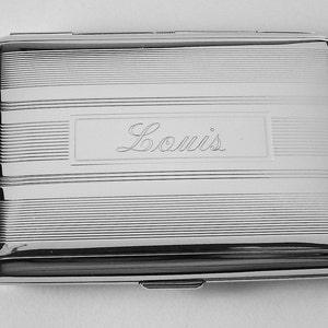 Custom Engraved Cigarette or Business Card Case Personalized Double Sided Linear Design Kings Cigarette Holder  -Hand Engraved