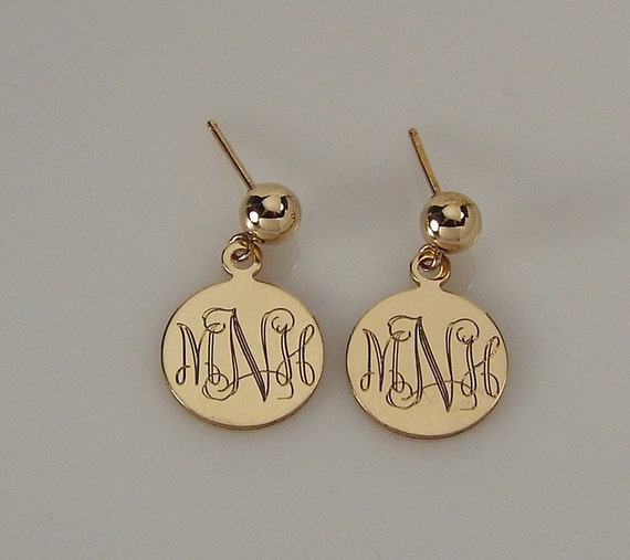 14k Gold Monogram Earrings Flash Sales 