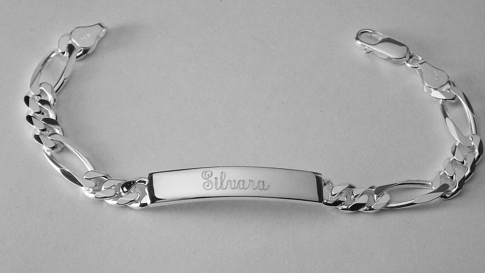 Custom Engraved ID Bracelet Sterling Silver 7 Inch Length Etsy
