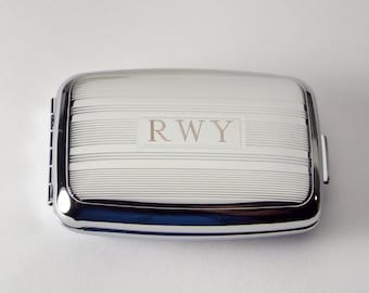 Personalized Pill Box Custom Engraved Stylish Linear Design Two Compartment -Hand Engraved