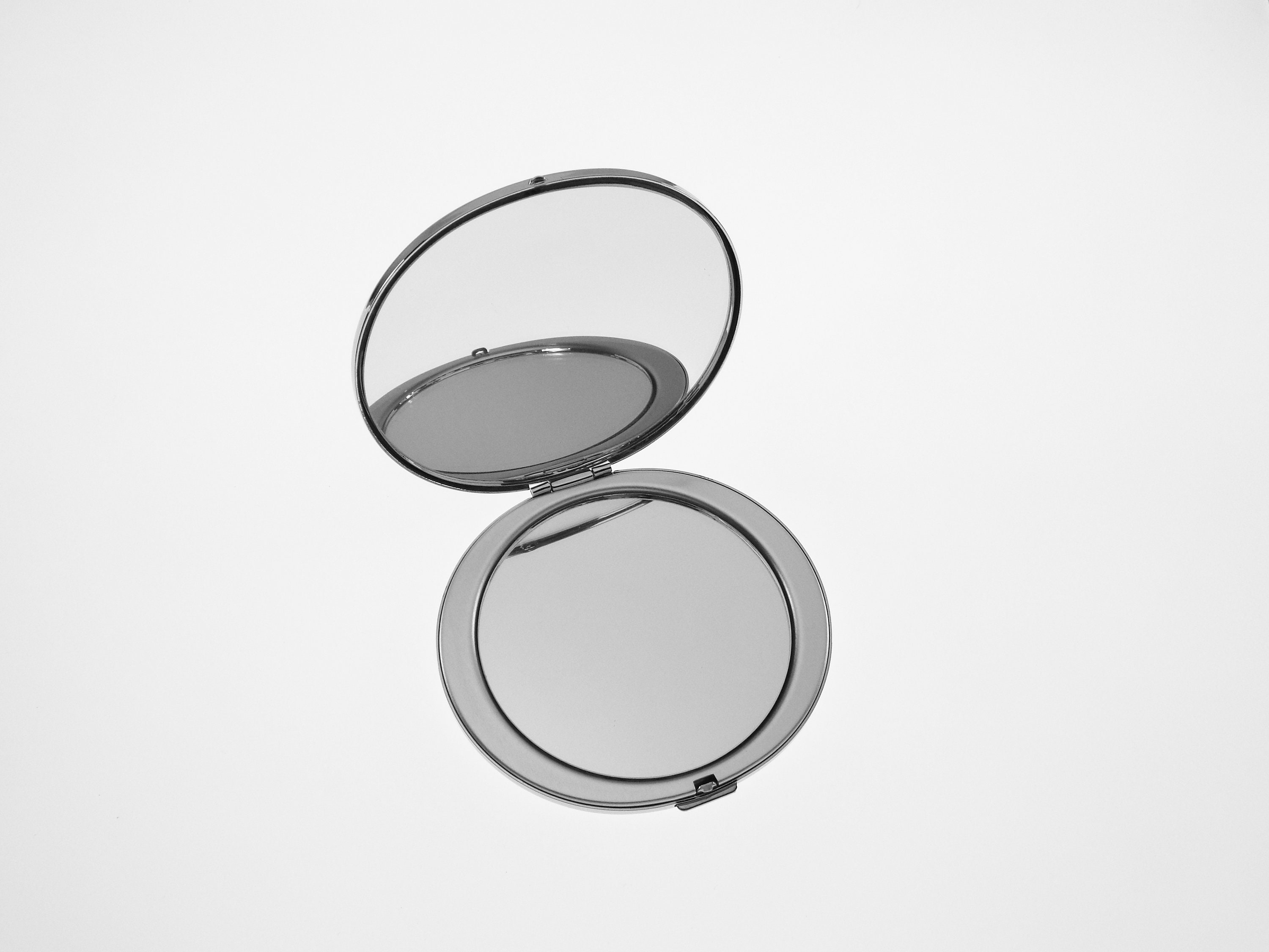 Custom Engraved Flat Compact Mirror Personalized Silver Plated Super Slim Purse Mirror - Hand Engraved