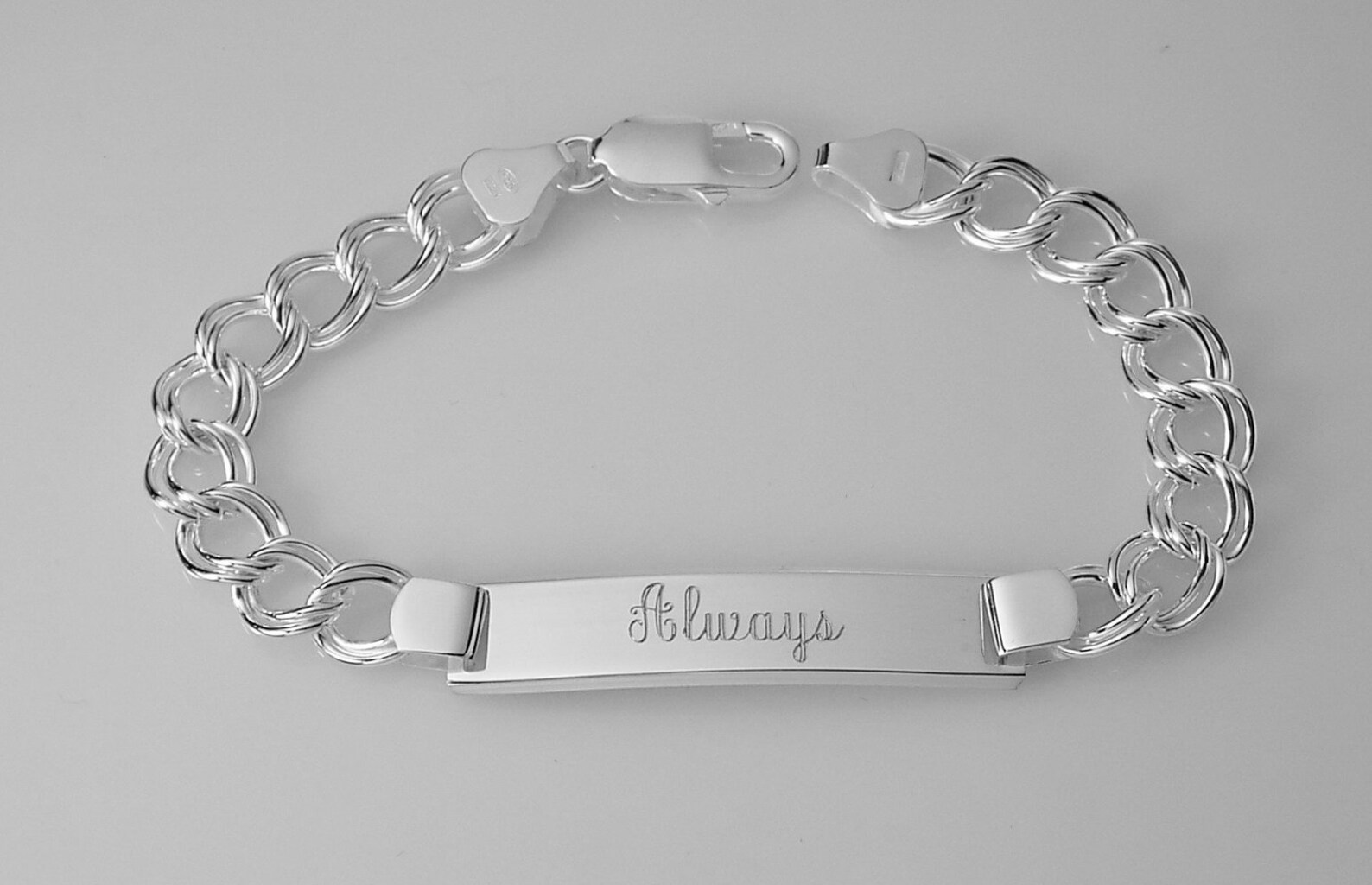 Custom Engraved ID Bracelet Sterling Silver 7.25 Inch Length Etsy