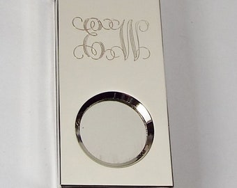 Cigar Cutter Custom Engraved Personalized Silver Plated Cigar Cutter - Hand Engraved