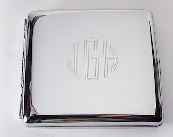 Custom Engraved Personalized High Polish Double Sided King Size Cigarette Case  -Hand Engraved