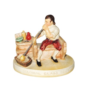 Vintage Miniature Colonial Glass Blower, Chalkware Figurine, Sebastian Miniatures, 6216