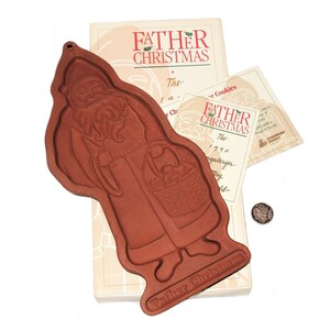 Vintage 1990 Longaberger Pottery Cookie Mold, Father Christmas