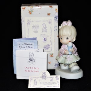 Vintage 1996 Enesco, Precious Moments Porcelain Figurine, Our Club is Soda Licious, Members Only Figurine