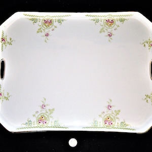 Large Antique Z.S. and Co. Bavaria, Hand Painted Porcelain Serving Tray