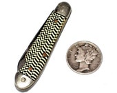 Vintage Small Two Blade Pocket Knife With Checker Pattern Handle