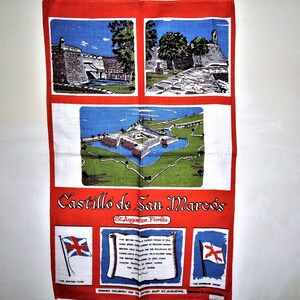 Vintage Irish Linen Towel, St. Augustine Florida Souvenir, Castillo de San Marcos