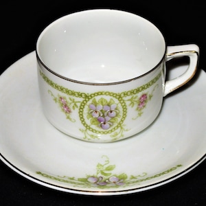 Antique Z.S. and Co. Bavaria, Hand Painted Porcelain, Demitasse Cup and Saucer
