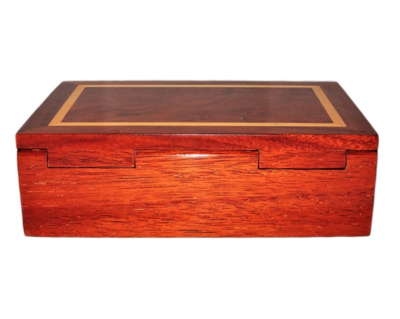 Vintage Inlayed Wood Box with Glossy Finish - image 4