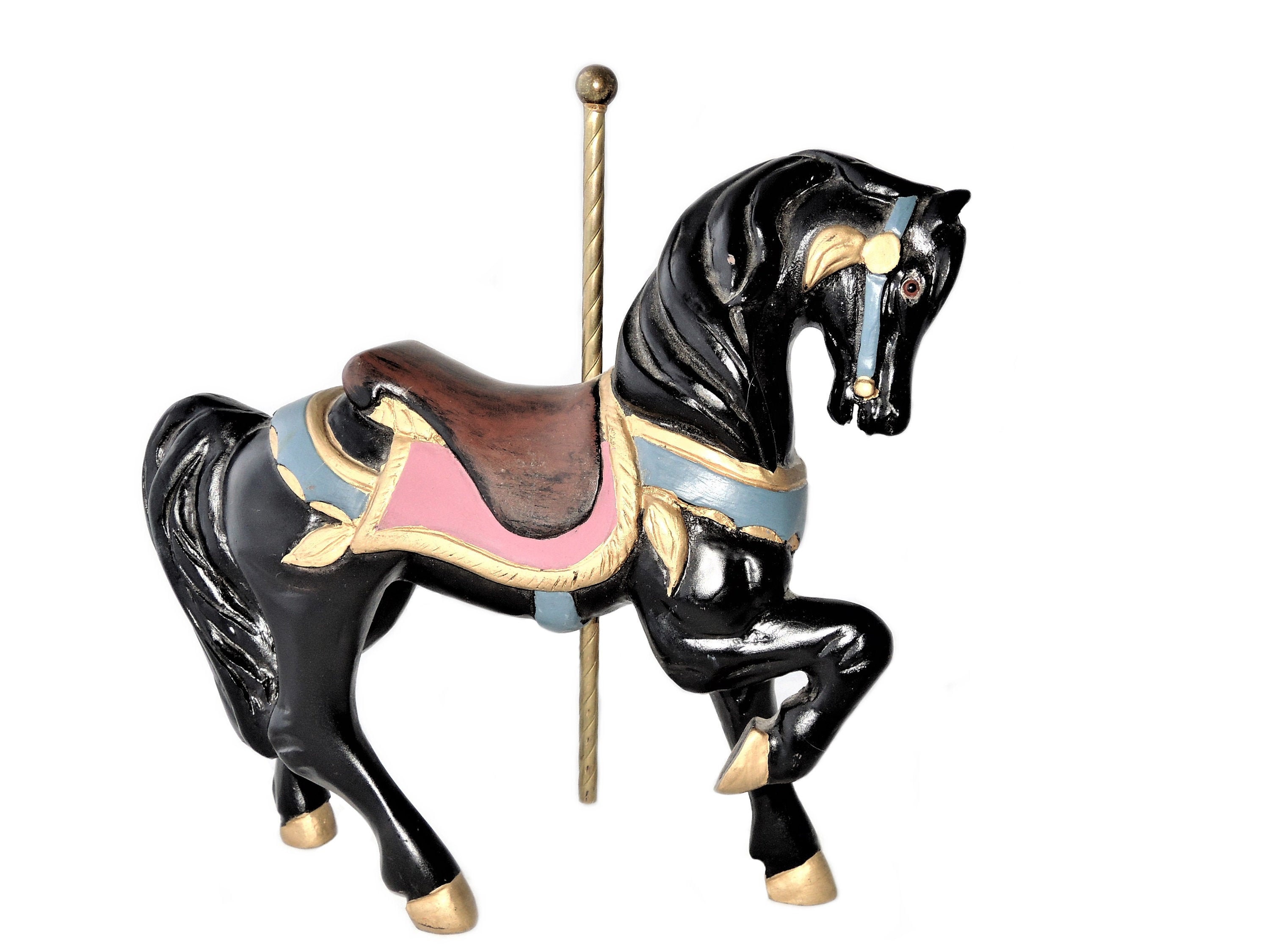 Vintage Hand Painted Resin Large Carousel Horse Figurine | Etsy