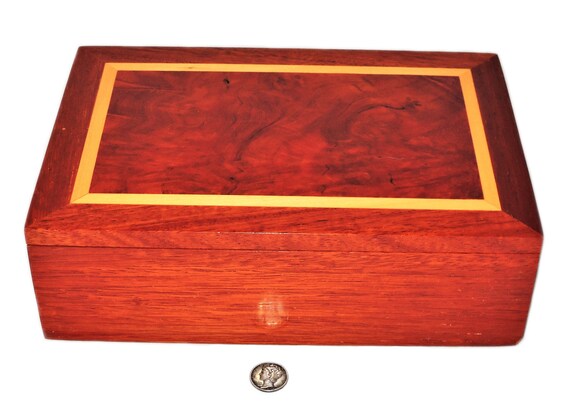 Vintage Inlayed Wood Box with Glossy Finish - image 1