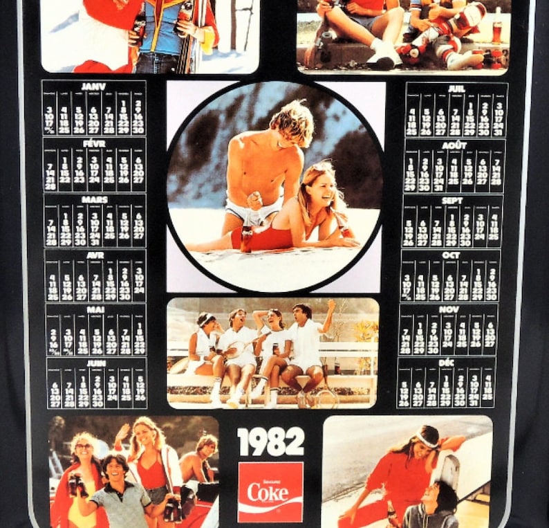 Vintage 1982 Calendar Coca-cola Metal Tray in French - Etsy