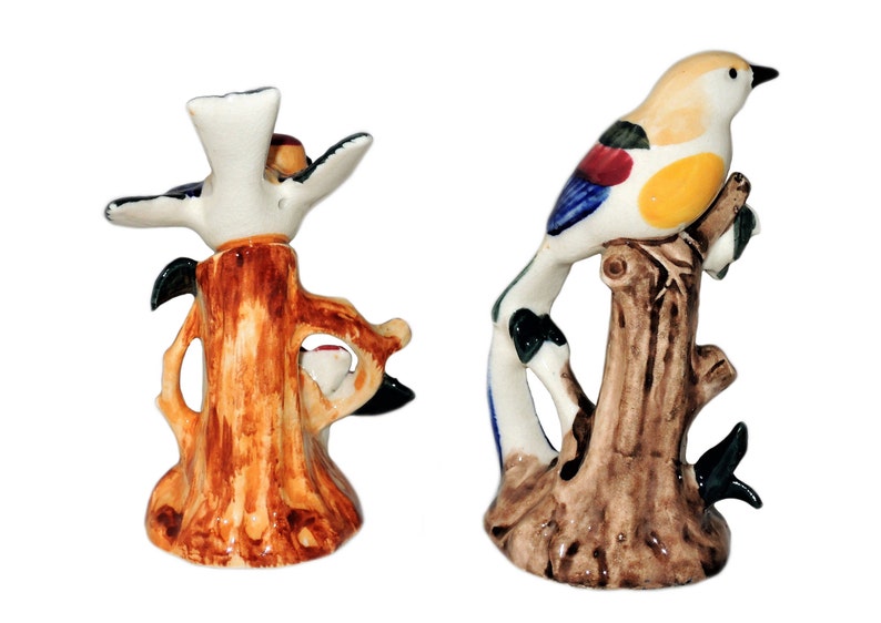 Hand Painted Pair of Ceramic Birds Vintage Mid Century Made in Japan