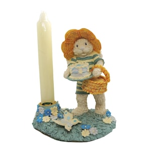Vintage 1996 Honeysuckle Hollow Bunny Candle Holder