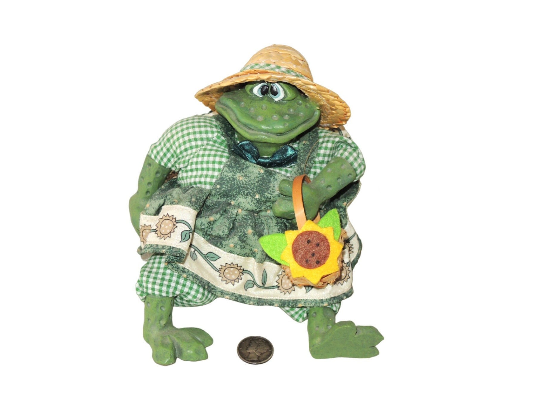 Vintage Russ Berrie, the Country Folks, Frog Figure, Mrs. Garden