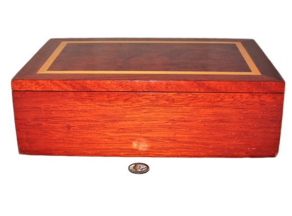 Vintage Inlayed Wood Box with Glossy Finish - image 2