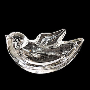 Vintage Mid Century Clear Crystal Bird, Pipe Holder or Trinket Dish