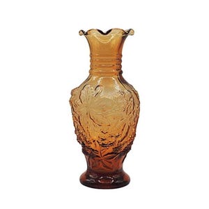 Vintage Imperial Glass, Amber Bud Vase, Loganberry Pattern
