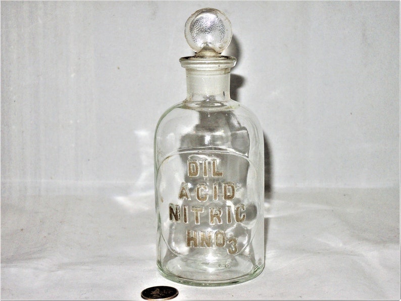Vintage Pharmacy Laboratory Nitric Acid Glass Bottle Etsy