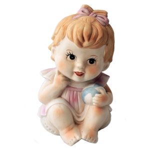 Vintage Porcelain Bisque Baby Girl with Ball UCGC Figurine