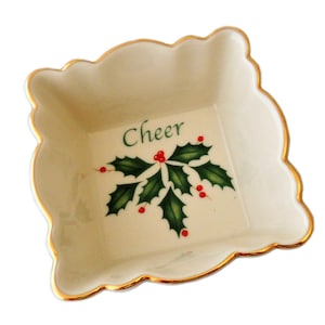 Vintage Lenox American by Design, Holiday Square Fluted Dish, Cheer