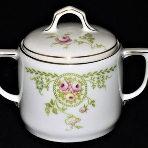 Antique Z.S. and Co. Bavaria, Hand Painted Porcelain Sugar Bowl