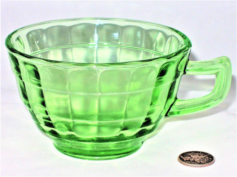 Block Optic Green Depression Glass Coffee Cup Hocking Glass Etsy
