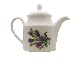 Vintage Scottish Thistle Porcelain Teapot by Royal Vale
